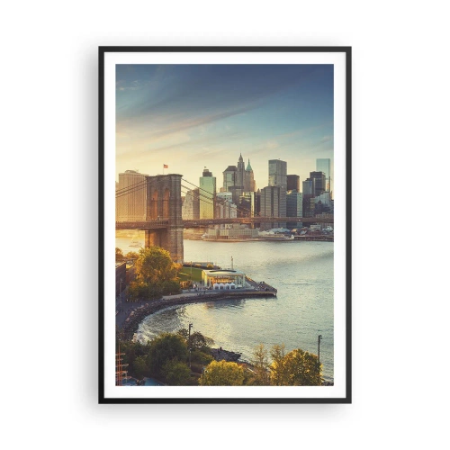 Plakat i sort ramme - Den store bys daggry - 70x100 cm