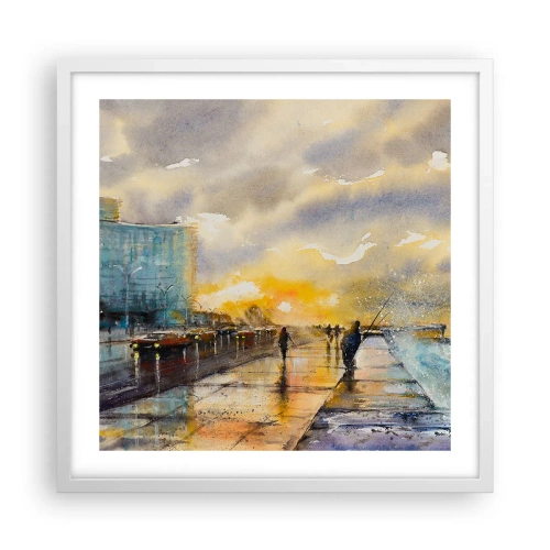 Plakat i hvid ramme - Livet på kysten - 50x50 cm