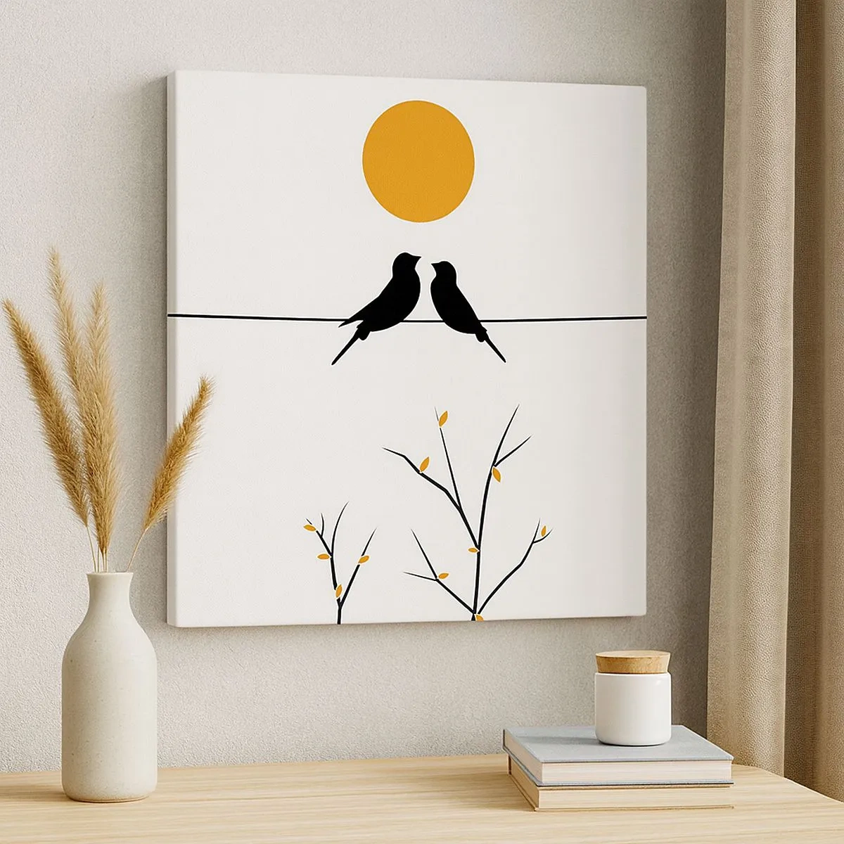 Lærredstryk - Billede på lærred - Nattergal - 30x30 cm