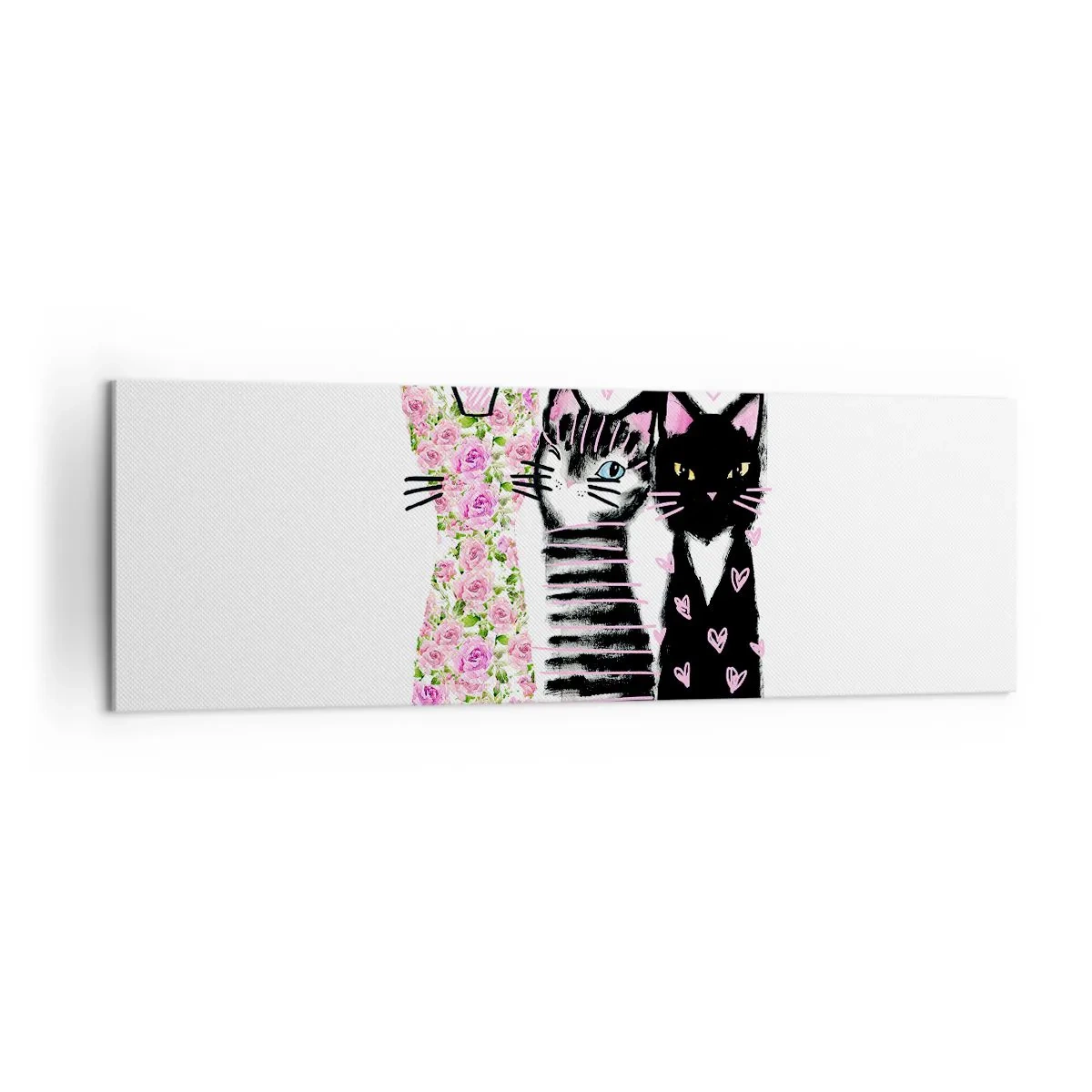 Lærredstryk - Billede på lærred - Der var tre katte - 160x50 cm