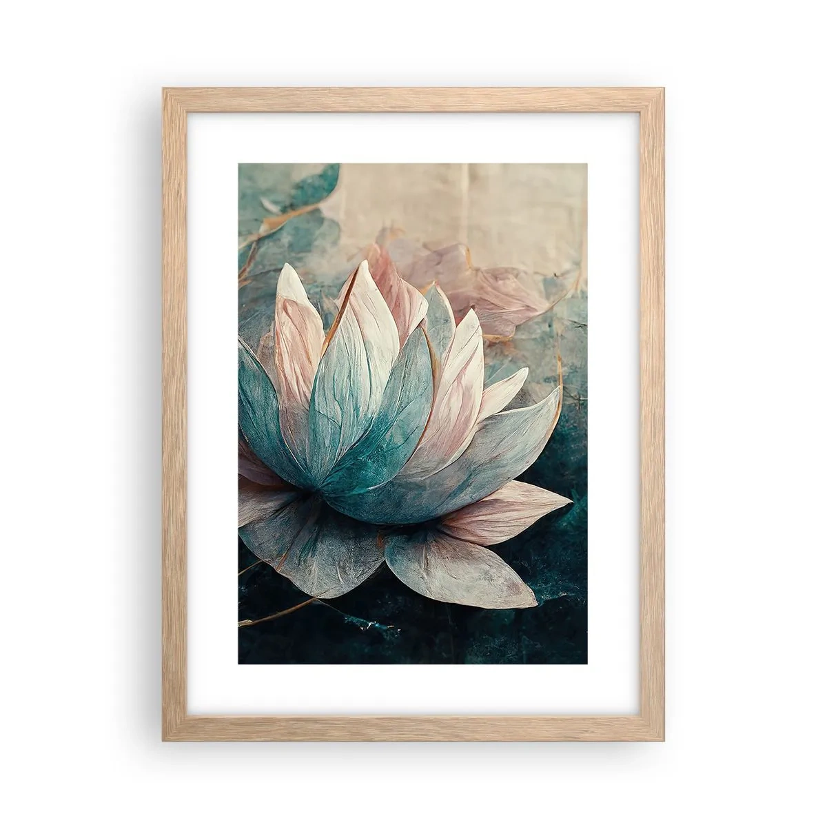 Plakat i ramme af lyst egetræ - Søens stjerner - 30x40 cm