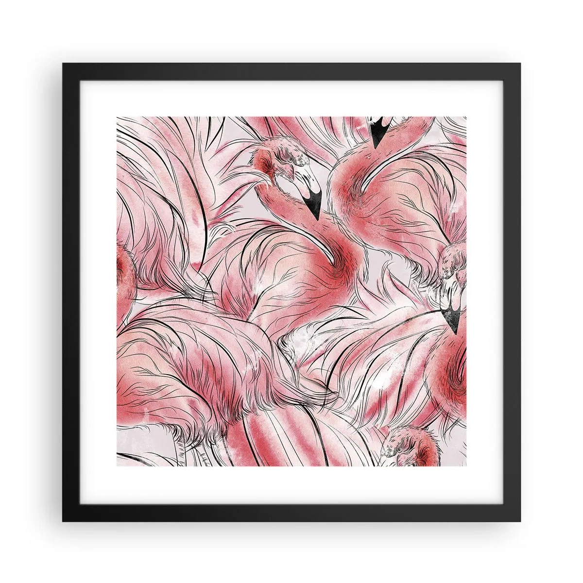 Plakat i sort ramme - Fugle corps de ballet - 40x40 cm