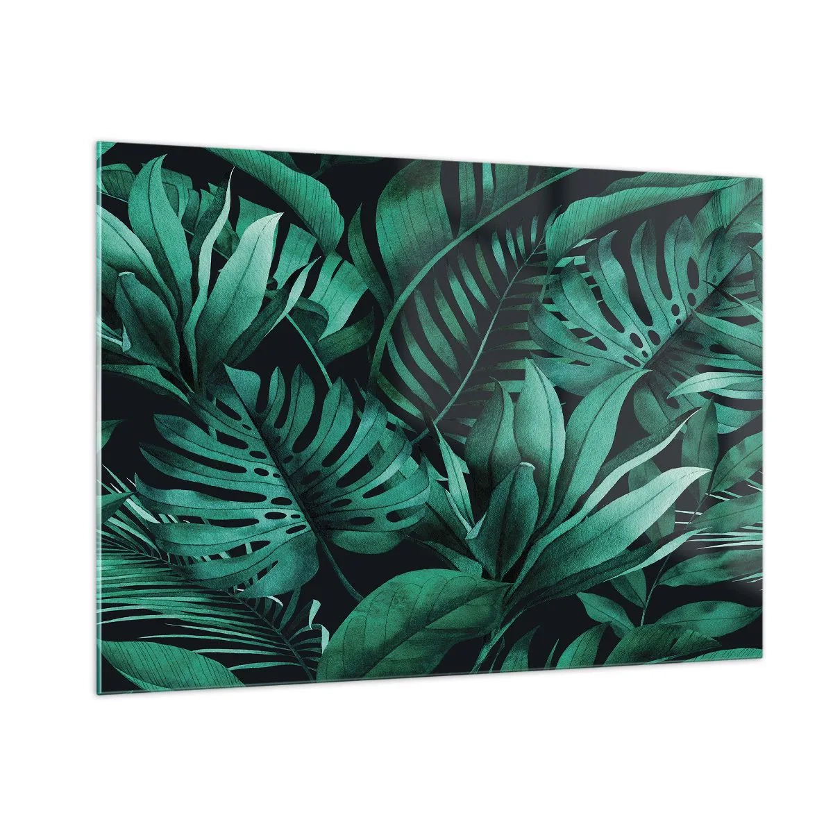 Billede på glas - Dyb tropisk grøn - 100x70 cm