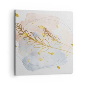 Lærredstryk - Billede på lærred - En gylden eksplosion - 50x50 cm