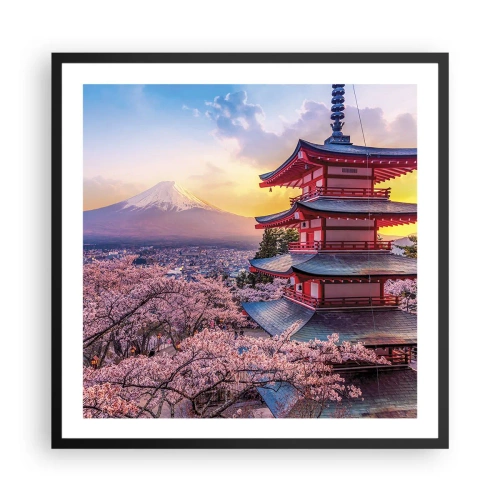 Plakat i sort ramme - Essensen af den japanske ånd - 60x60 cm