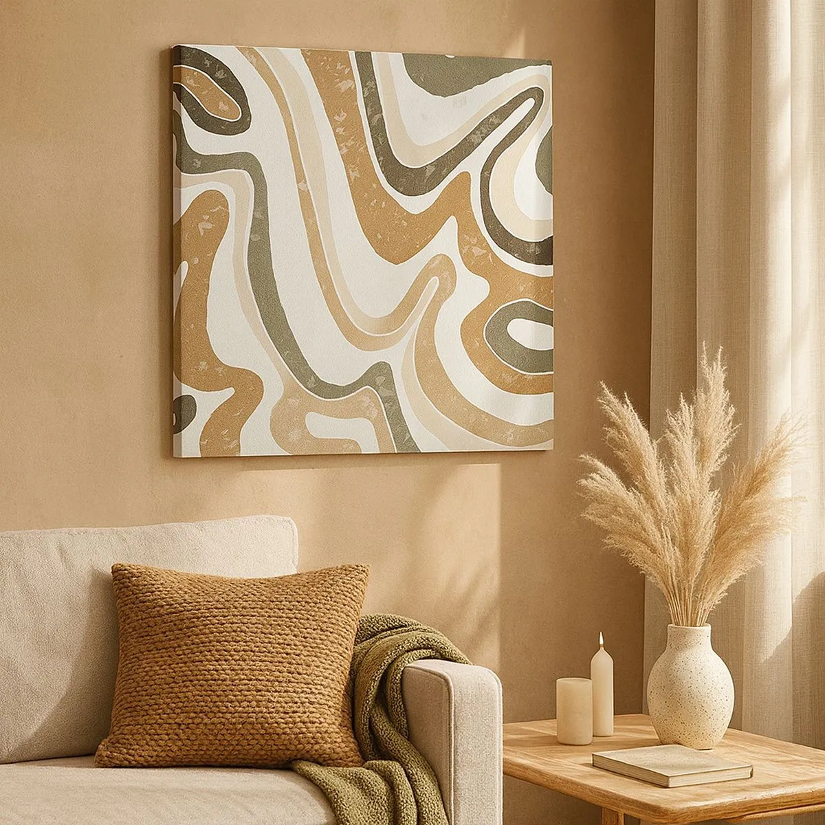 Lærredstryk - Billede på lærred - Slyngninger af jordfarver - 30x30 cm