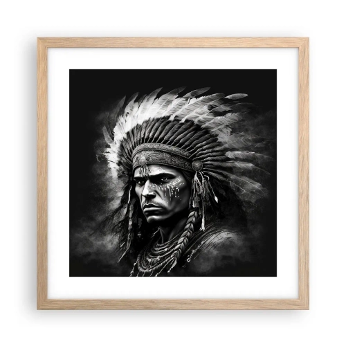 Plakat i ramme af lyst egetræ - Leder og kriger - 40x40 cm