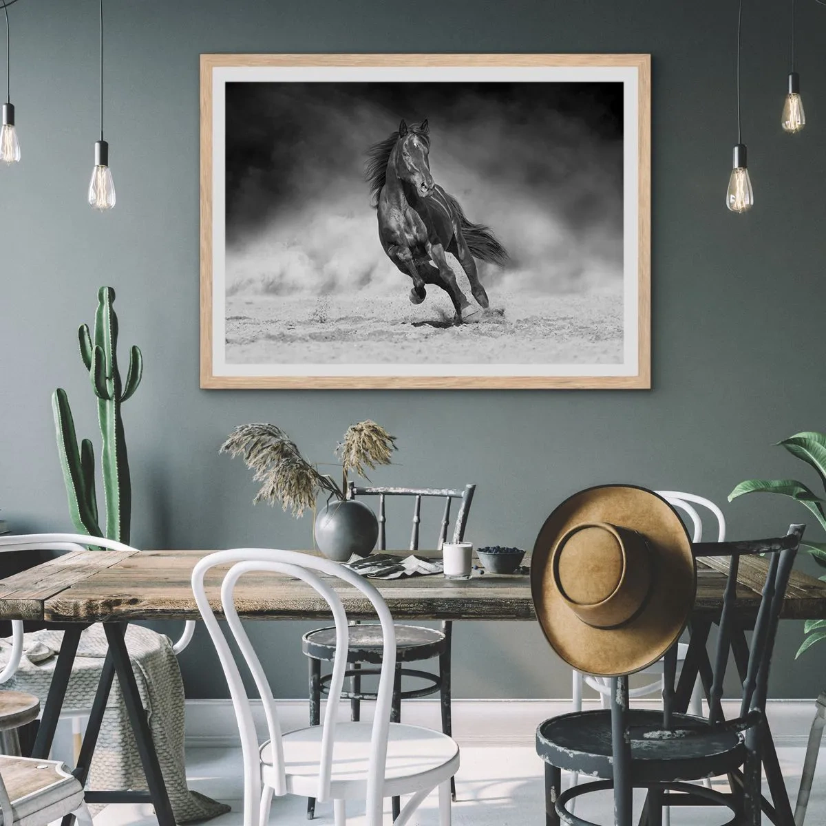 Plakat i ramme af lyst egetræ - Værdig til emiren selv - 70x50 cm