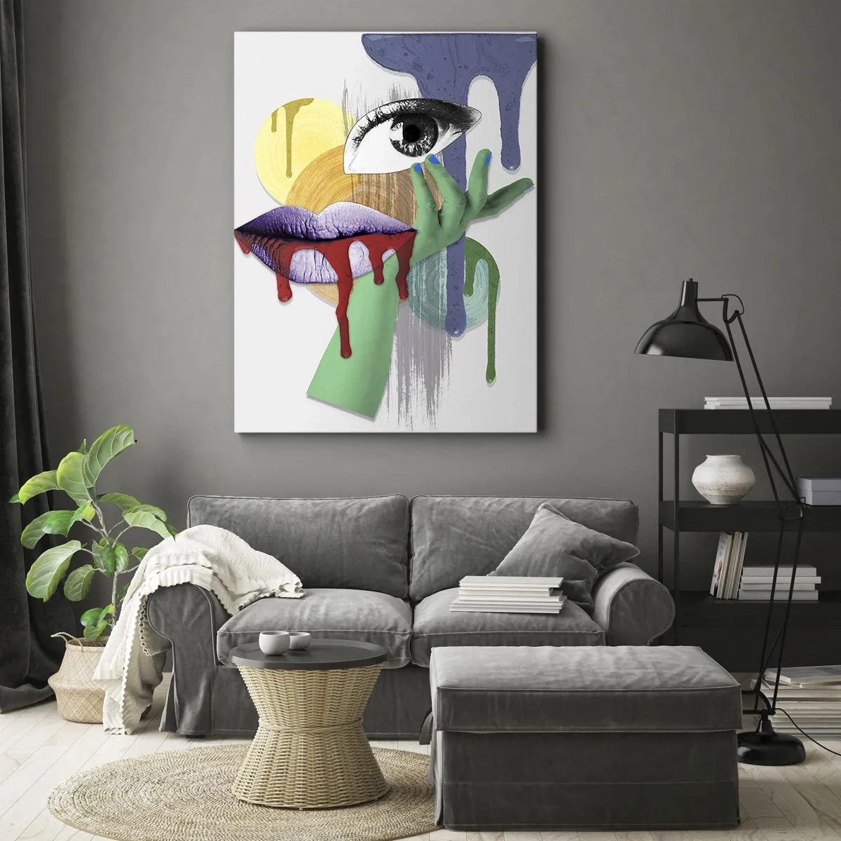 Lærredstryk - Billede på lærred - Dekonstrueret portræt - 65x120 cm