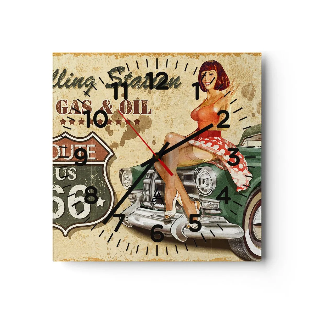 Vægur, Uret - De glorværdige 1940'ere. - 40x40 cm