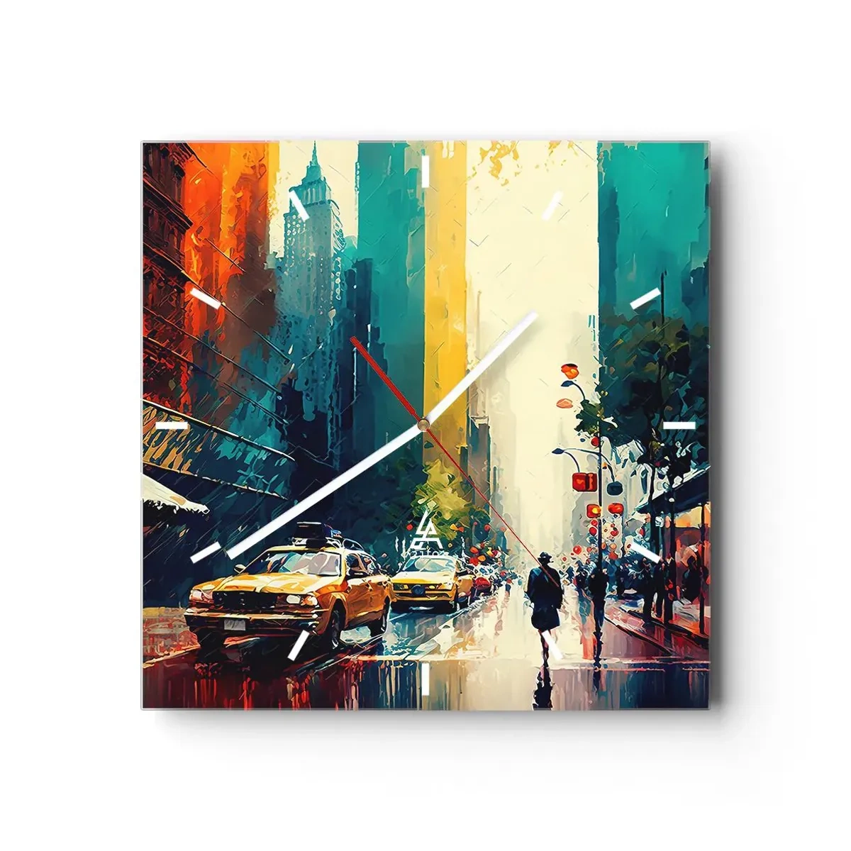 Vægur, Uret - New York - her er selv regnen farverig - 30x30 cm