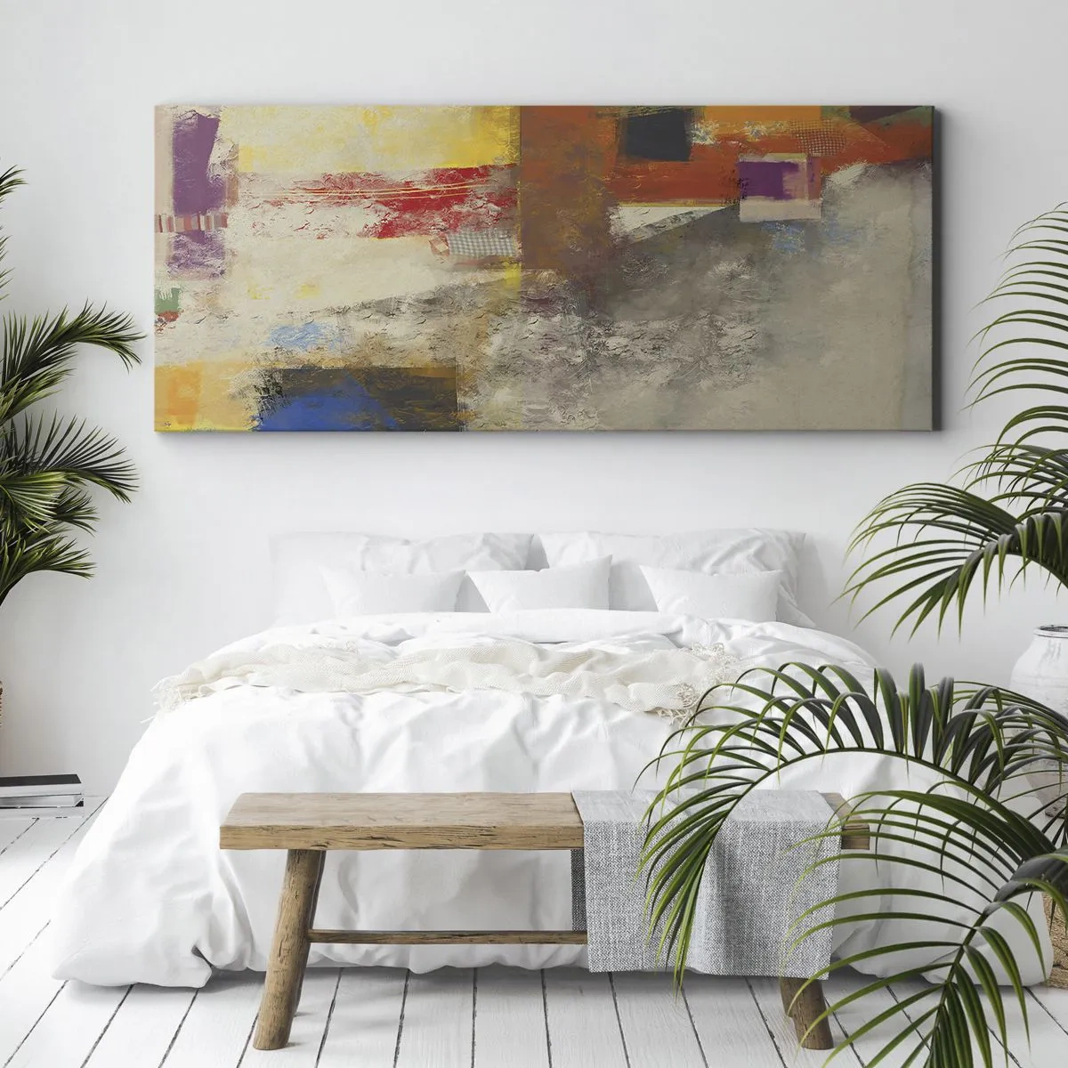 Lærredstryk - Billede på lærred - Geometri af farver - 100x40 cm