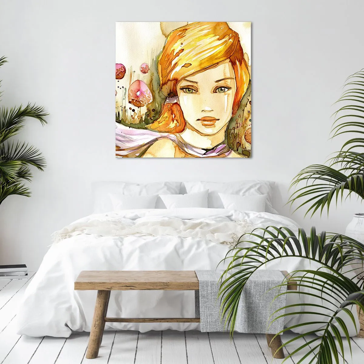 Lærredstryk - Billede på lærred - Smaragdblikket, der dulmer vreden - 60x60 cm