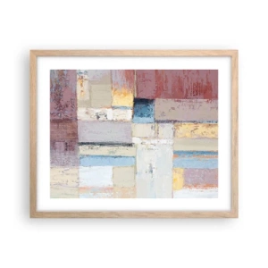 Plakat i ramme af lyst egetræ - Geometriens ro - 50x40 cm
