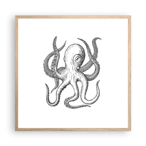 Plakat i ramme af lyst egetræ - Dans med bølger - 60x60 cm