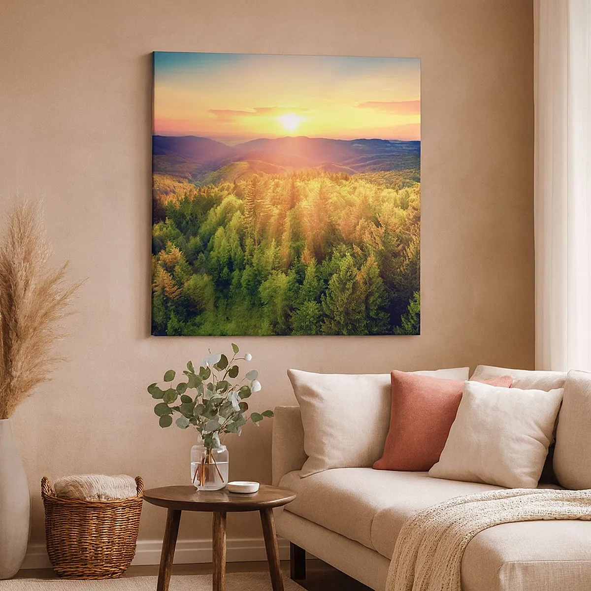 Lærredstryk - Billede på lærred - Toppe og bjergtoppe - 30x30 cm