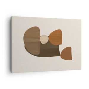 Lærredstryk - Billede på lærred - Abstrakt komposition i nuancer af brunt og beige - 70x50cm - Sammensætning i bronze - Moderne vægdekoration til stue og soveværelse ARTTOR