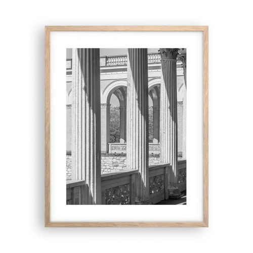 Plakat i ramme af lyst egetræ - Solrig arkade - 40x50 cm