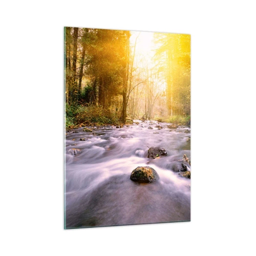 Billede på glas - Malachit i sølv- og guldfatning - 50x70 cm