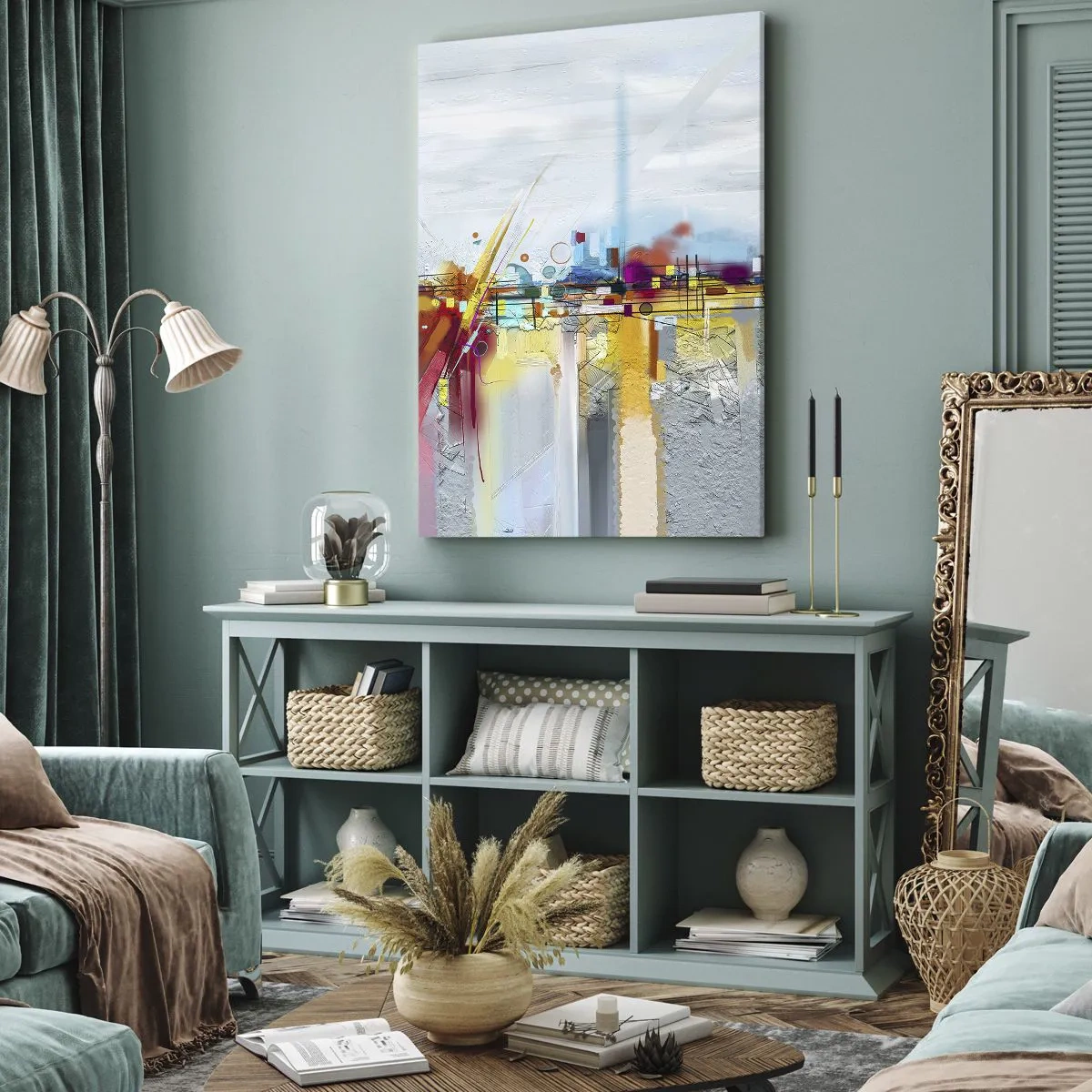 Lærredstryk - Billede på lærred - Glædens bro over livets flod - 65x120 cm