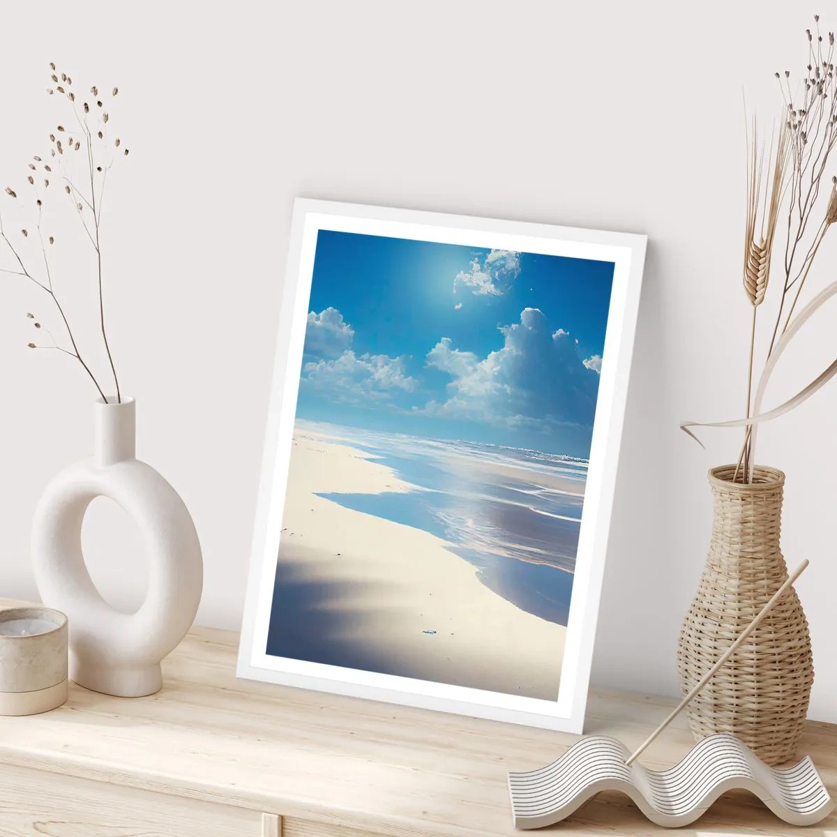 Plakat i hvid ramme - Ferie i paradis - 40x50 cm