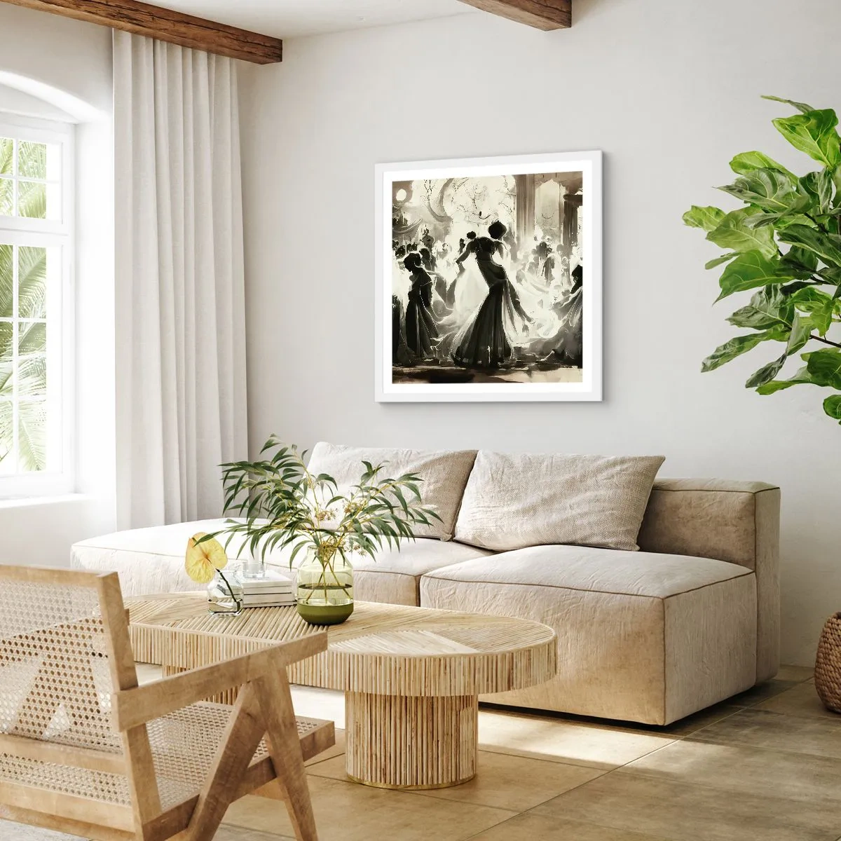 Plakat i hvid ramme - Den store maskerade - 60x60 cm