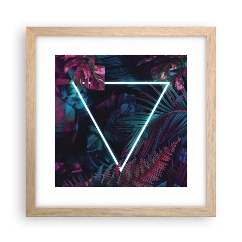 Plakat i ramme af lyst egetræ - Have i disco-stil - 30x30 cm