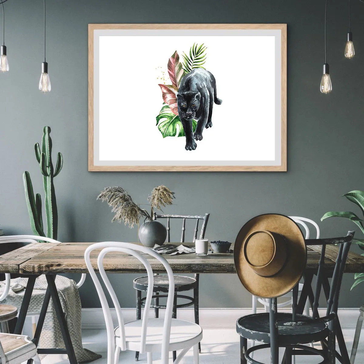 Plakat i ramme af lyst egetræ - Vild i hjertet - 40x30 cm