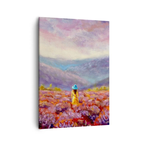 Lærredstryk - Billede på lærred - I en verden af lavendel - 50x70 cm