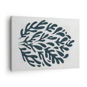 Lærredstryk - Billede på lærred - Mørkt abstrakt bladmotiv på en lys baggrund - 70x50cm - Naturens former - Moderne vægdekoration til stue og soveværelse ARTTOR