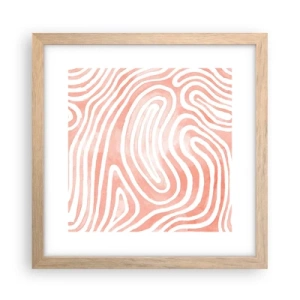 Plakat i ramme af lyst egetræ - I en labyrint af koraller - 30x30 cm