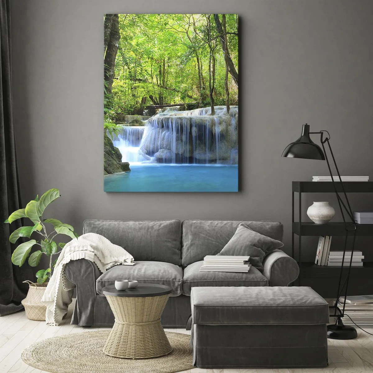 Lærredstryk - Billede på lærred - Drukner i turkis og grønt - 50x70 cm