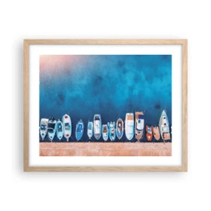 Plakat i ramme af lyst egetræ - I én række - 50x40 cm