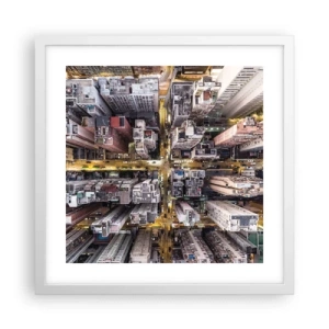 Plakat i hvid ramme - Hilsner fra Hong Kong - 40x40 cm