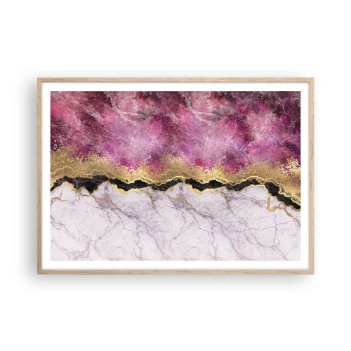 Plakat i ramme af lyst egetræ - På grænsen - 100x70 cm