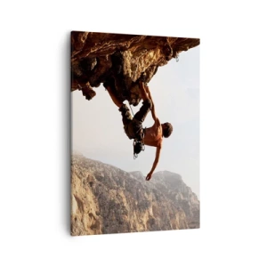 Lærredstryk - Billede på lærred - Verden skrumpede ind i en håndfuld på en klippeskrænt - 50x70 cm
