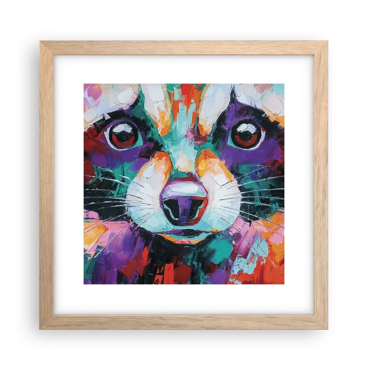 Plakat i ramme af lyst egetræ - Kun gode følelser - 30x30 cm