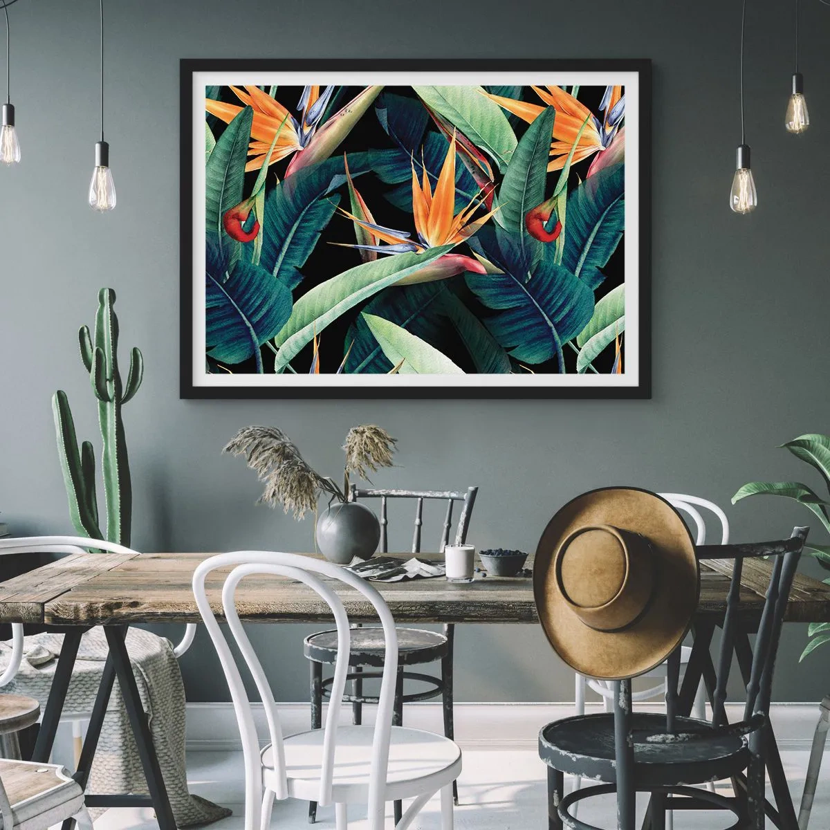 Plakat i sort ramme - Flammeblomster i troperne - 40x30 cm