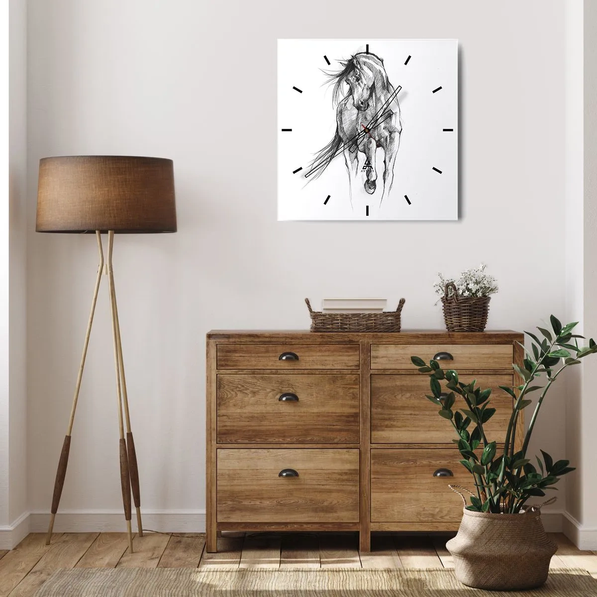 Vægur, Uret - I en yndefuld trav - 40x40 cm