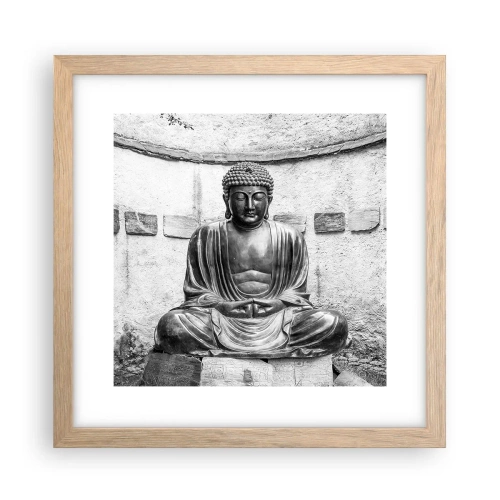 Plakat i ramme af lyst egetræ - Ved fredens kilde - 30x30 cm