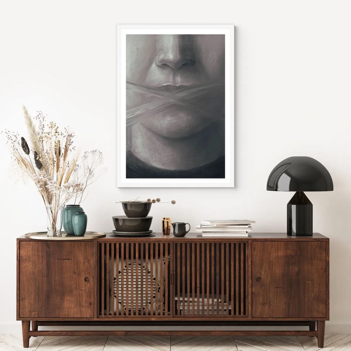 Plakat i hvid ramme - Ikke et ord - 61x91 cm