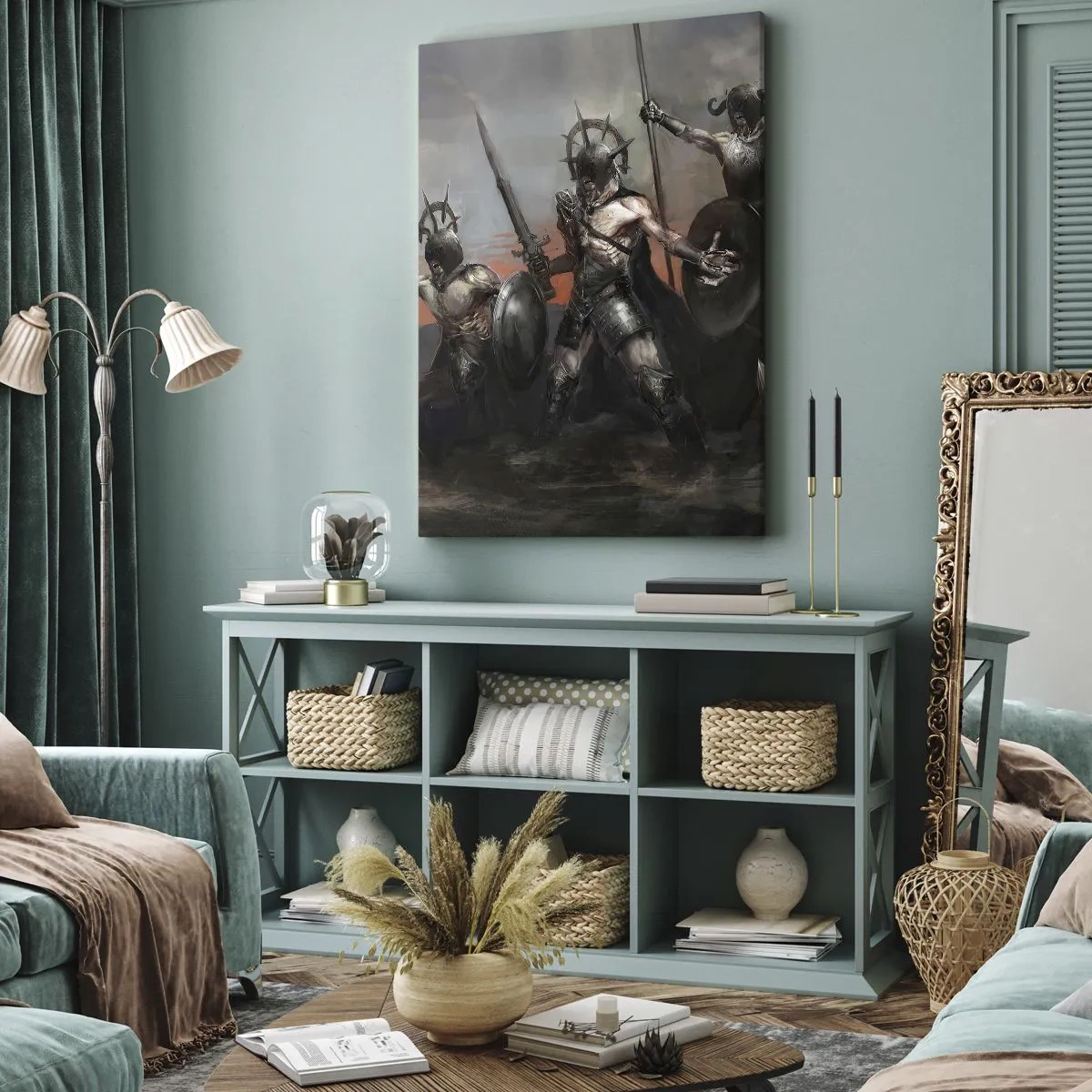 Lærredstryk - Billede på lærred - Med et skjold eller på et skjold - 50x70 cm