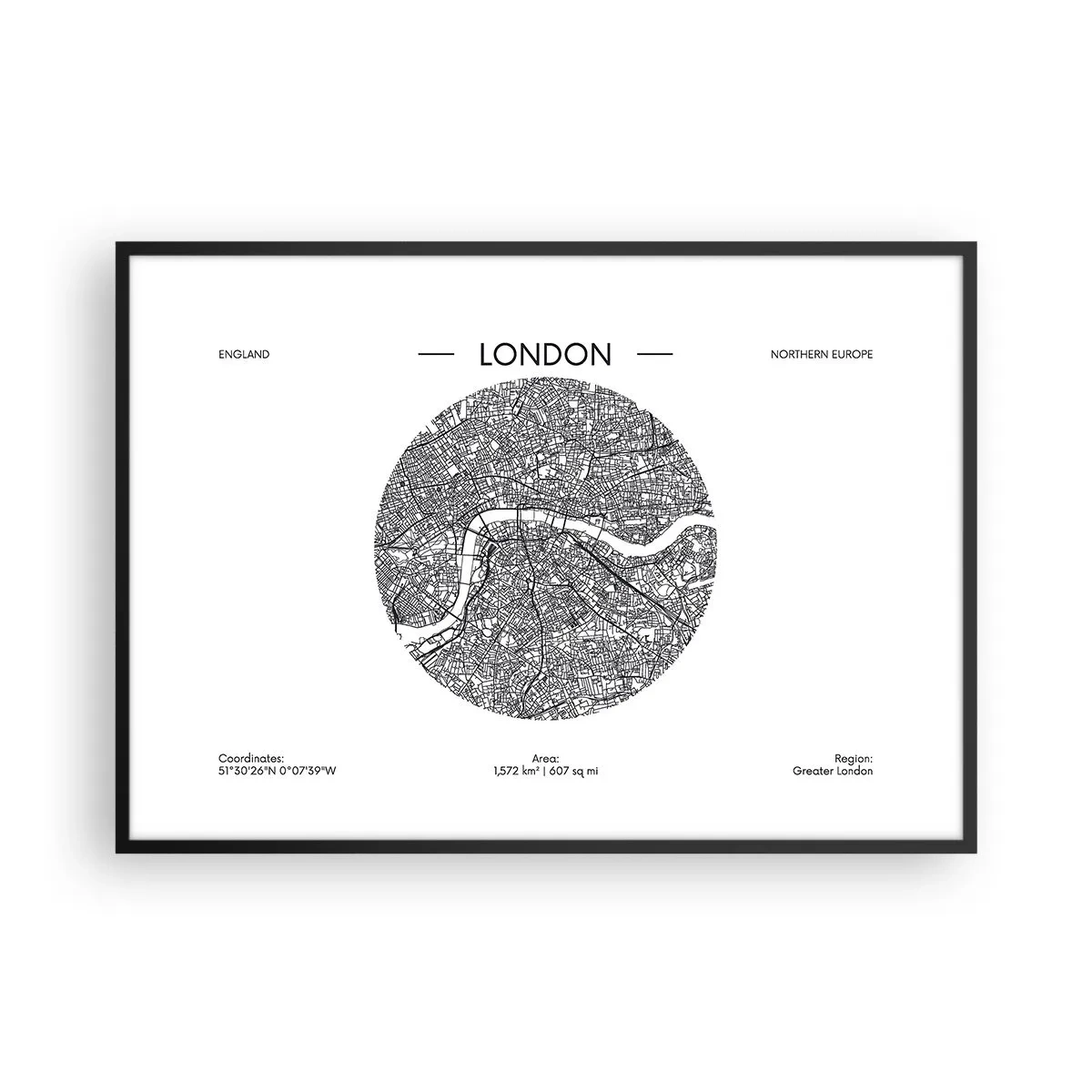 Plakat i sort ramme - Londons anatomi - 100x70 cm