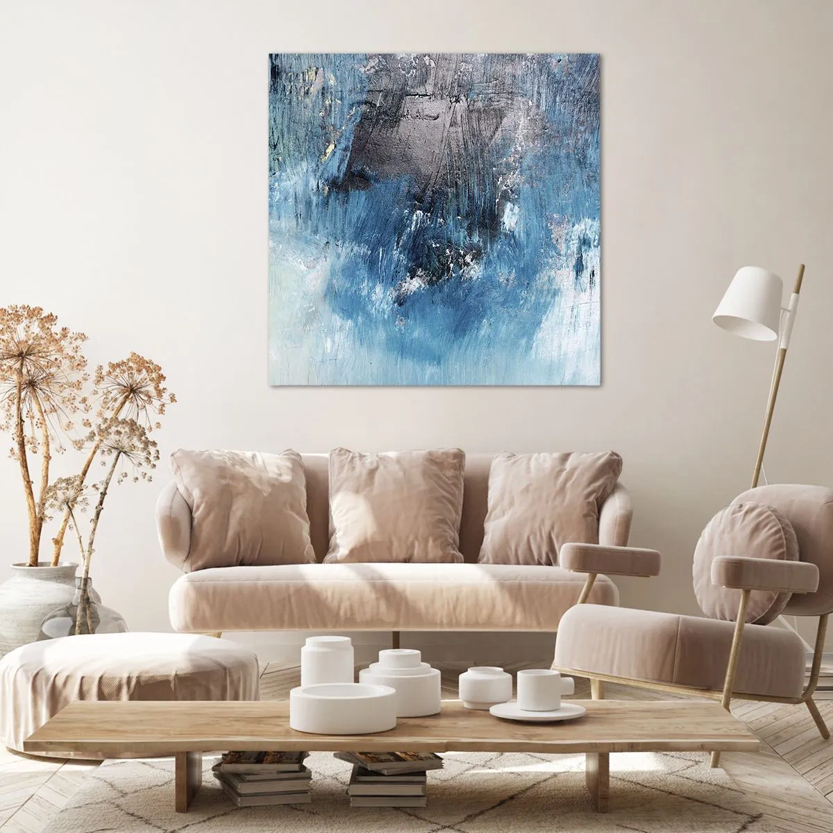 Lærredstryk - Billede på lærred - Blå rapsodi - 30x30 cm
