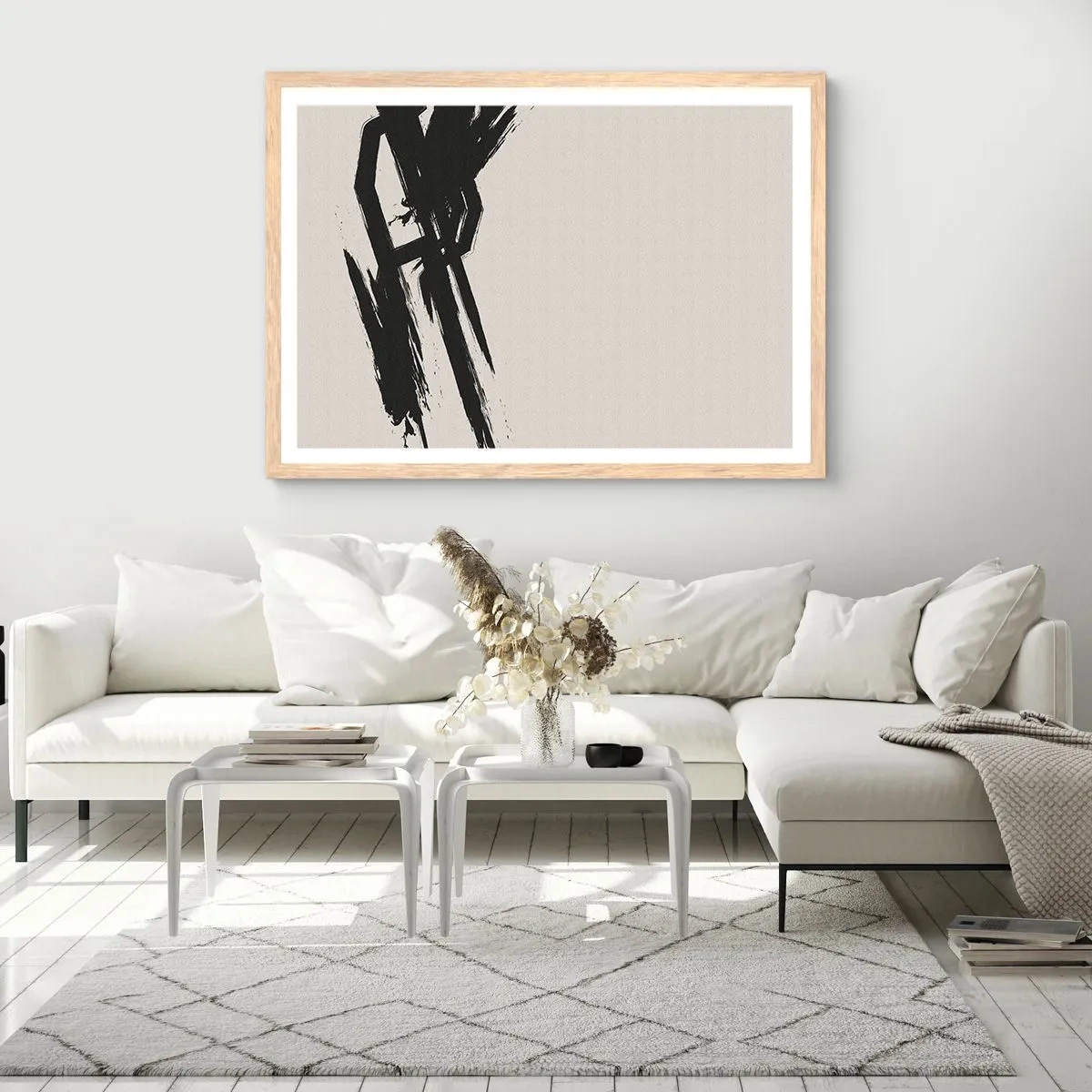 Plakat i ramme af lyst egetræ - Ustoppeligt momentum - 100x70 cm