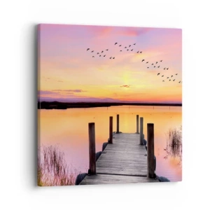 Lærredstryk - Billede på lærred - Violet stille daggry - 40x40 cm