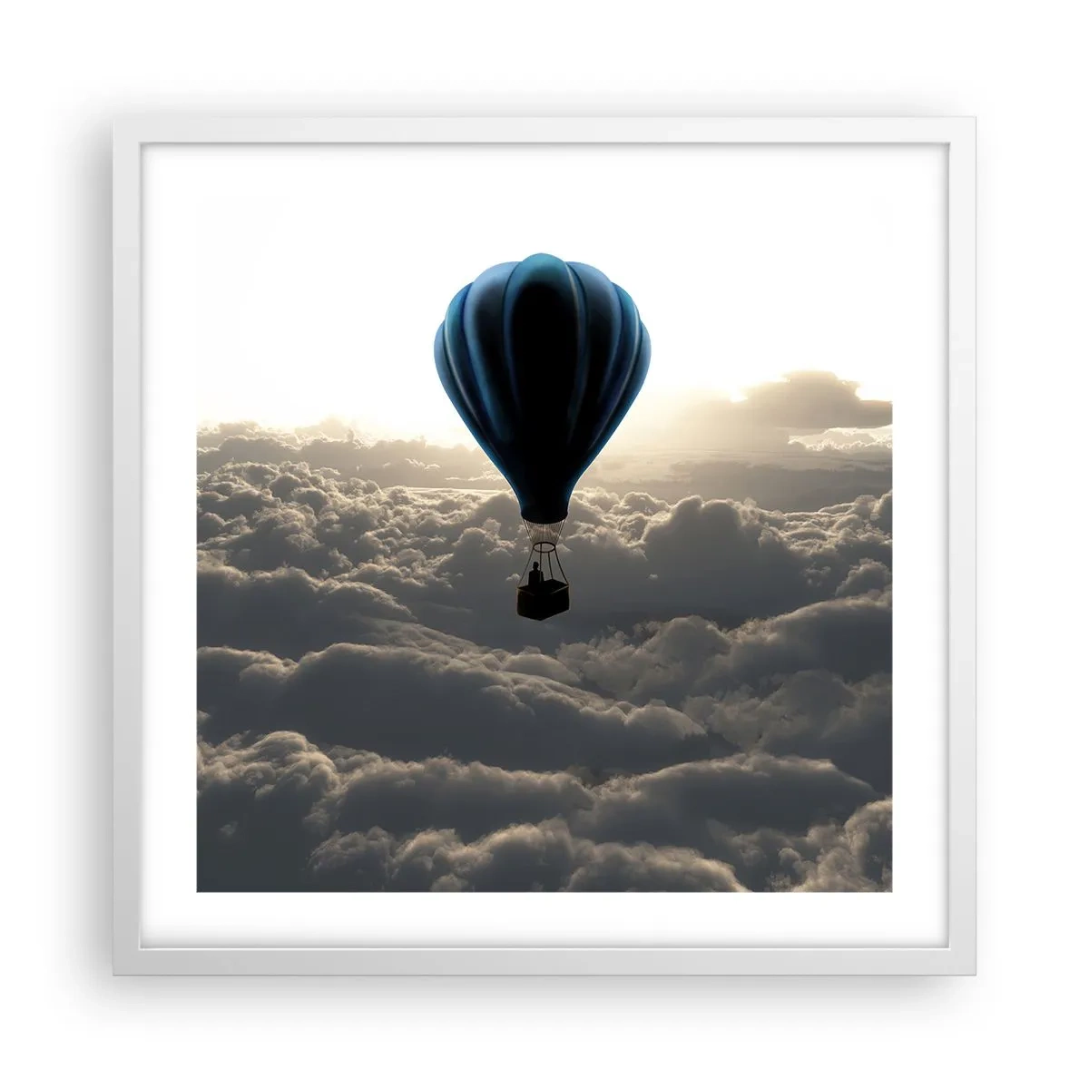 Plakat i hvid ramme - Vandringsmand over skyerne - 50x50 cm