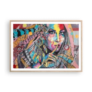 Plakat i ramme af lyst egetræ - Vær tavs, indtil du forstår - 100x70 cm