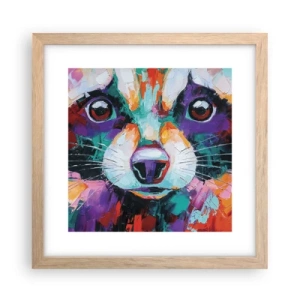 Plakat i ramme af lyst egetræ - Kun gode følelser - 30x30 cm