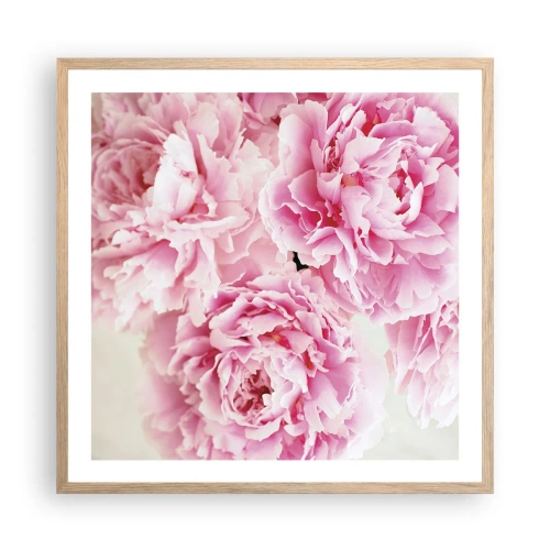Plakat i ramme af lyst egetræ - I lyserød glamour - 60x60 cm